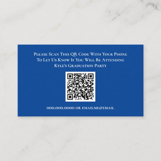 D'accompagnement Carte de réponse du code QR du RSVP bleu de diplôm (Devant)