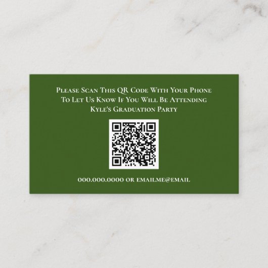 D'accompagnement Carte de réponse du code QR RSVP blanc vert (Devant)