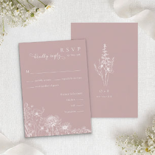 D'accompagnement Carte de réponse Dusty Rose Wildflower pour mariag