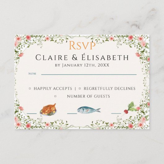 D'accompagnement Carte de réponse élégante pour mariage (Devant)