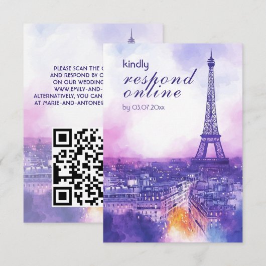 D'accompagnement Carte de réponse en ligne Amour Éternel (Devant / Derrière)