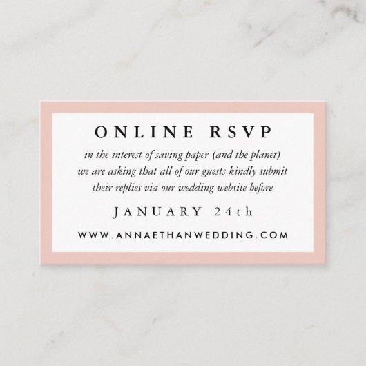 D'accompagnement Carte de réponse en ligne pour mariage avec cadre  (Devant)