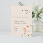 D'accompagnement Carte de réponse Floral Boho avec choix de repas (Debout devant)