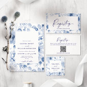 D'accompagnement Carte de réponse florale bleue minimaliste – Code 