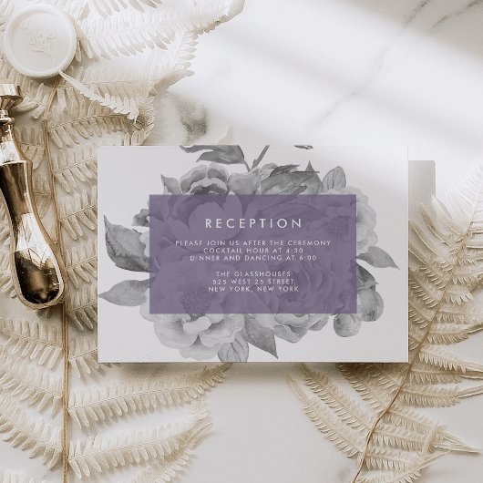 D'accompagnement Carte de réponse florale vintage | Violet