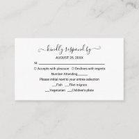 Carte de réponse incluse pour un mariage avec moti