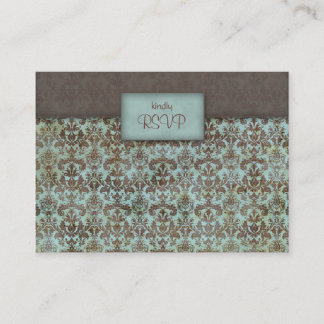 D'accompagnement Carte de réponse mariage damask bleu bleu marron