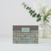 D'accompagnement Carte de réponse mariage damask bleu bleu marron (Debout devant)
