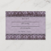 D'accompagnement Carte de réponse mariage damask violet noir (Dos)
