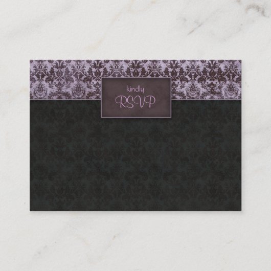 D'accompagnement Carte de réponse mariage damask violet noir (Devant)