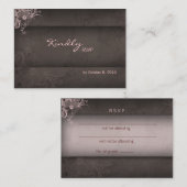 D'accompagnement Carte de réponse mariage rose brun (Devant / Derrière)