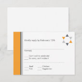 D'accompagnement Carte de réponse moderne Star Bar Mitzvah Orange (Devant / Derrière)