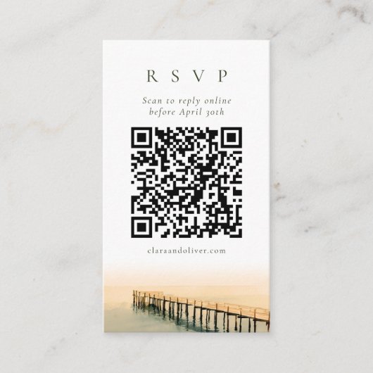 D'accompagnement Carte de réponse QR Code à l'aquarelle ensoleillée (Devant)
