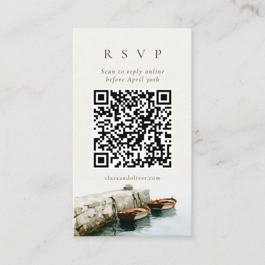D'accompagnement Carte de réponse QR Code Bateau de pêche en bois C (Devant)