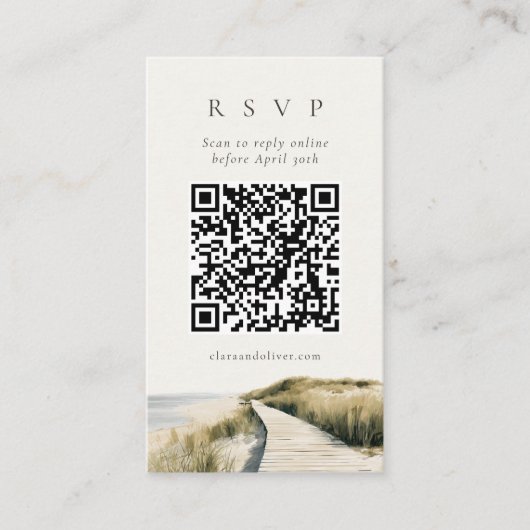 D'accompagnement Carte de réponse QR Code Cape Cod Ivory Sand Ocean (Devant)