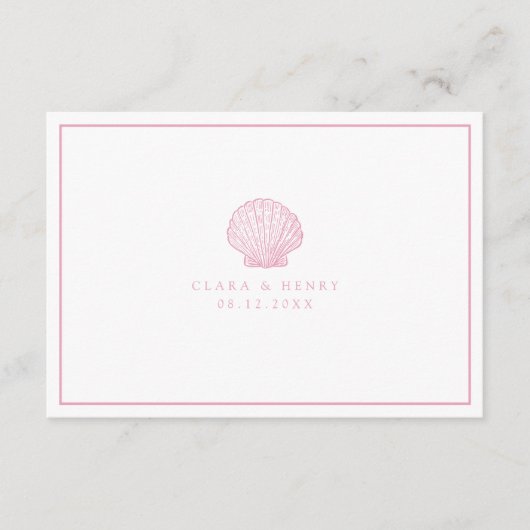 D'accompagnement Carte de réponse QR Code Coquillage Rose Pale (Devant)
