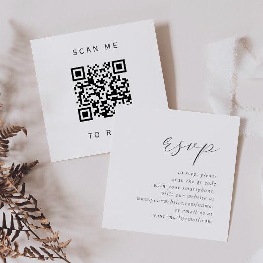 D'accompagnement Carte de réponse QR Code de mariage à script gris