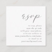 D'accompagnement Carte de réponse QR Code de mariage à script gris (Devant)