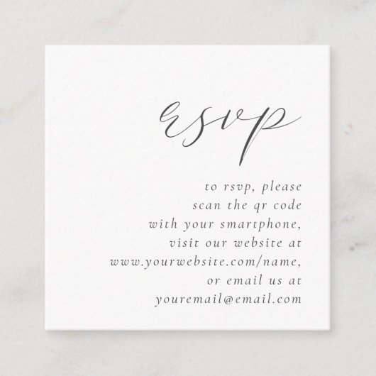 D'accompagnement Carte de réponse QR Code de mariage à script gris (Devant)