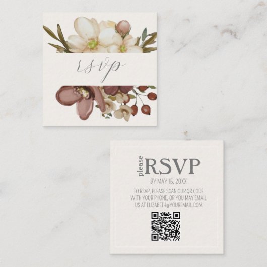 D'accompagnement Carte de réponse QR Code de mariage bohème neutre (Devant / Derrière)