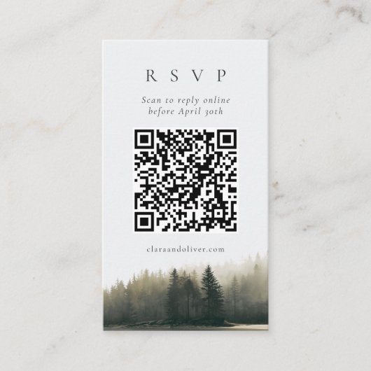 D'accompagnement Carte de réponse QR Code de mariage Evergreen Coas (Devant)