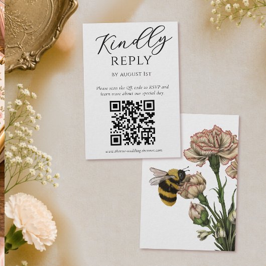 D'accompagnement Carte de réponse QR Code élégante pour mariage bot