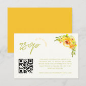 D'accompagnement Carte de réponse QR Code florale vibrante jaune et (Devant / Derrière)