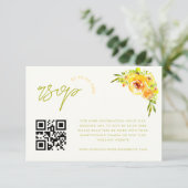 D'accompagnement Carte de réponse QR Code florale vibrante jaune et (Debout devant)