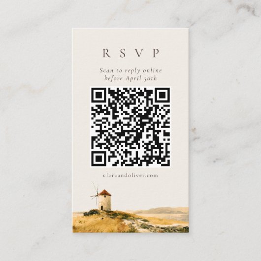 D'accompagnement Carte de réponse QR Code Moulin à vent aquarelle Î (Devant)