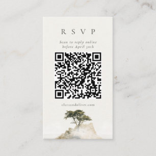 D'accompagnement Carte de réponse QR Code Olive Beige Serif Cypress