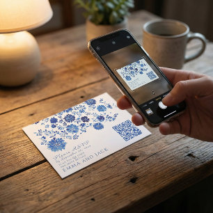 D'accompagnement Carte de réponse QR Code pour mariage à motif flor