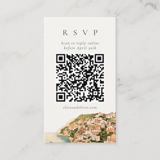 D'accompagnement Carte de réponse QR Code pour mariage à Positano s (Devant)