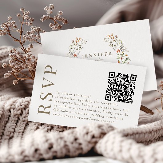 D'accompagnement Carte de réponse QR code pour mariage floral d'aut