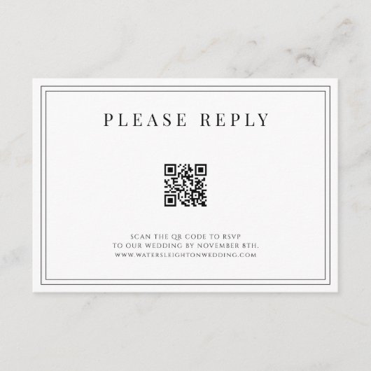 D'accompagnement Carte de réponse QR code pour mariage formel (Devant)