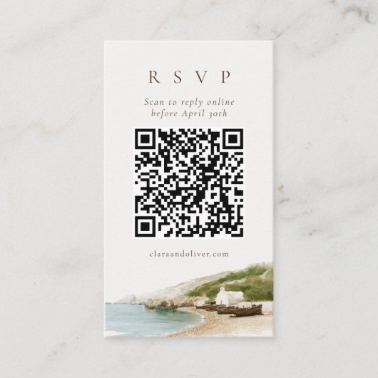D'accompagnement Carte de réponse QR Code pour mariage sur la côte (Devant)