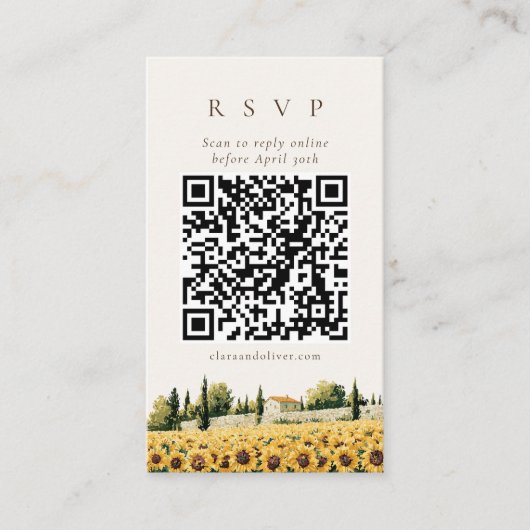D'accompagnement Carte de réponse QR Code pour un mariage toscan av (Devant)