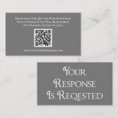 D'accompagnement Carte de réponse QR Code RSVP Gris Blanc pour Mari (Devant / Derrière)