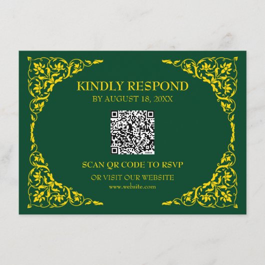 D'accompagnement Carte de réponse QR Deep Emerald (Devant)