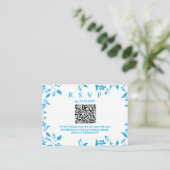 D'accompagnement carte de réponse QR simple bleue florale rustique (Debout devant)
