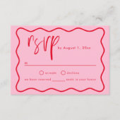 D'accompagnement Carte de réponse RSVP avec cadre rose et rouge mod (Devant)