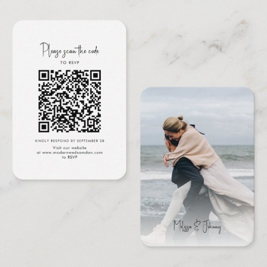 D'accompagnement Carte de réponse RSVP avec code QR de script (Devant / Derrière)