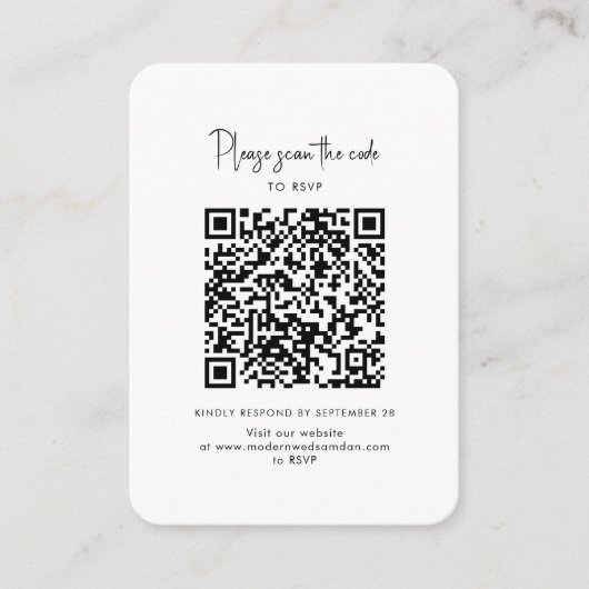 D'accompagnement Carte de réponse RSVP avec code QR de script (Devant)