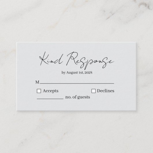 D'accompagnement Carte de réponse RSVP avec une réponse aimable et (Devant)
