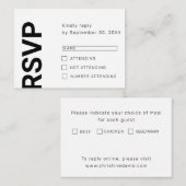 D'accompagnement Carte de réponse RSVP blanche simple avec des lett (Devant / Derrière)