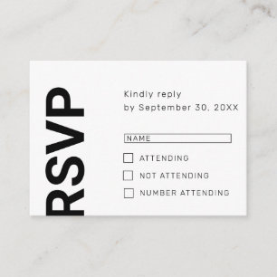 D'accompagnement Carte de réponse RSVP blanche simple avec des lett