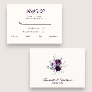 D'accompagnement Carte de réponse RSVP de typographie violette mode