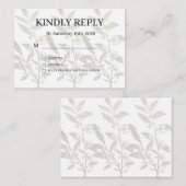 D'accompagnement Carte de réponse RSVP Fleurie Grise Argent Violet (Devant / Derrière)