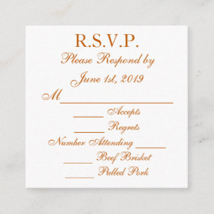 D'accompagnement Carte de réponse RSVP Longhorn Brûlé Orange et Bla
