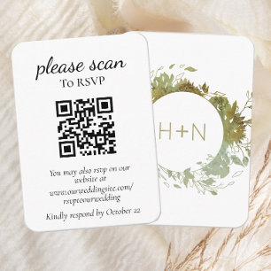 D'accompagnement Carte de réponse RSVP verte avec monogramme modern