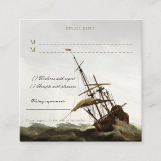 D'accompagnement Carte de réponse RSVP Vintage Maritime Navire OldM